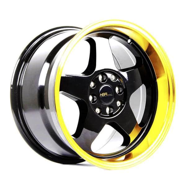 HSR Loud JD805 Ring 16x8-9 H8x100 ET35-30 Black Machine Lip Gold Coating
