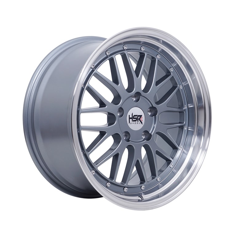HSR Lemans Ring 18x8-9 H5x120 ET35 Grey Machne Lips Chrome Rivets1